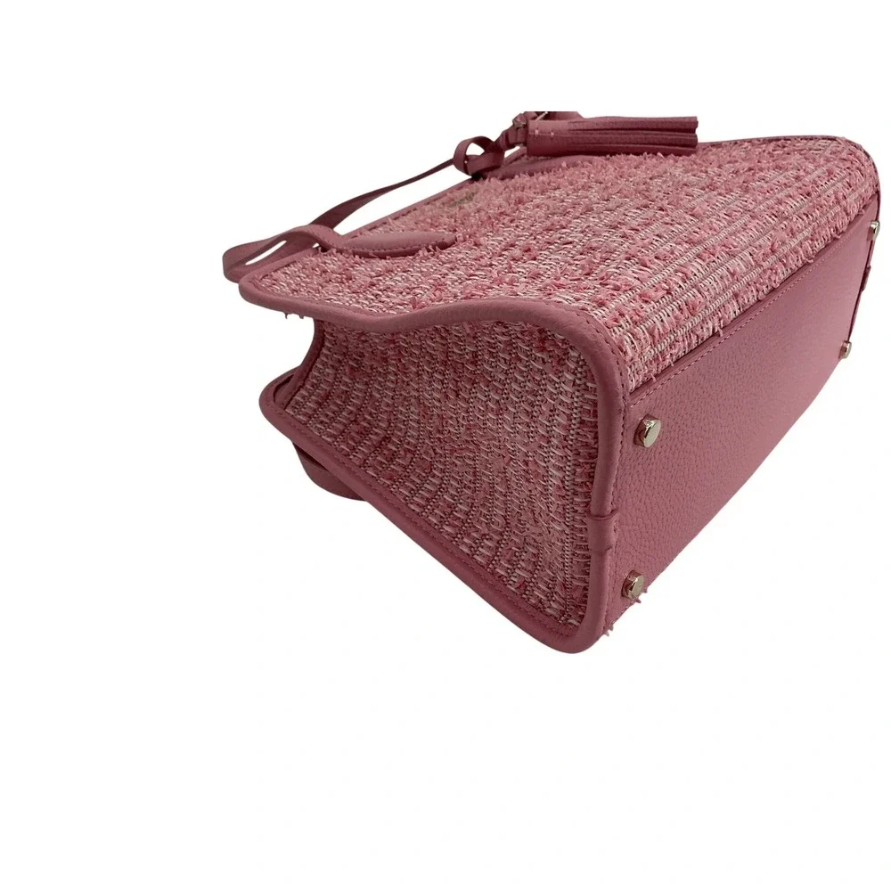 Kate Spade New York Pink Woven Leather Tassel‎ Satchel Handbag Purse